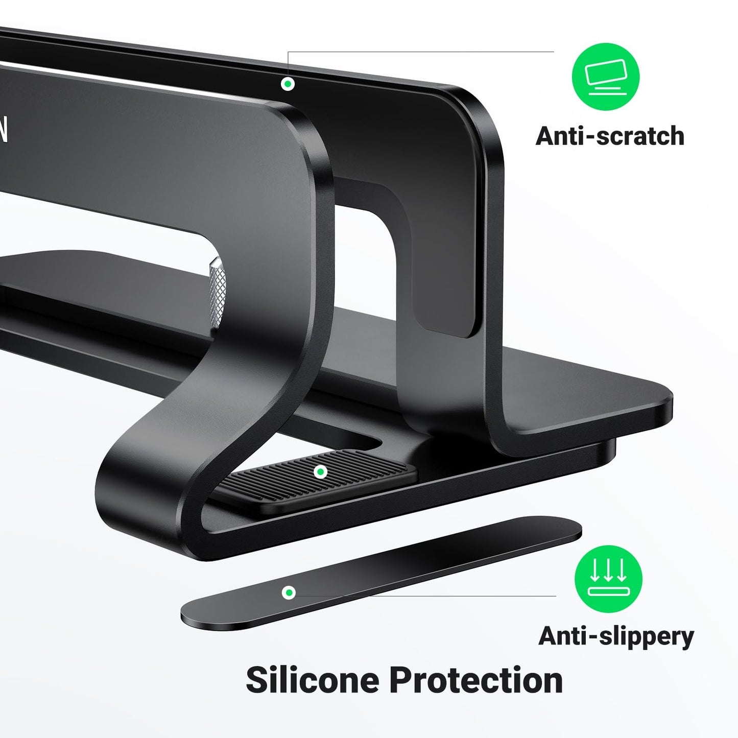 UGREEN Vertical Laptop Stand Holder for Desk Compatible with MacBook Pro, MacBook Air Stand Vertical Aluminum Adjustable for Up to 17.3 Inch Gaming Laptop, Gray