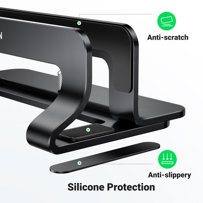UGREEN Vertical Laptop Stand Holder for Desk Compatible with MacBook Pro, MacBook Air Stand Vertical Aluminum Adjustable for Up to 17.3 Inch Gaming Laptop, Gray
