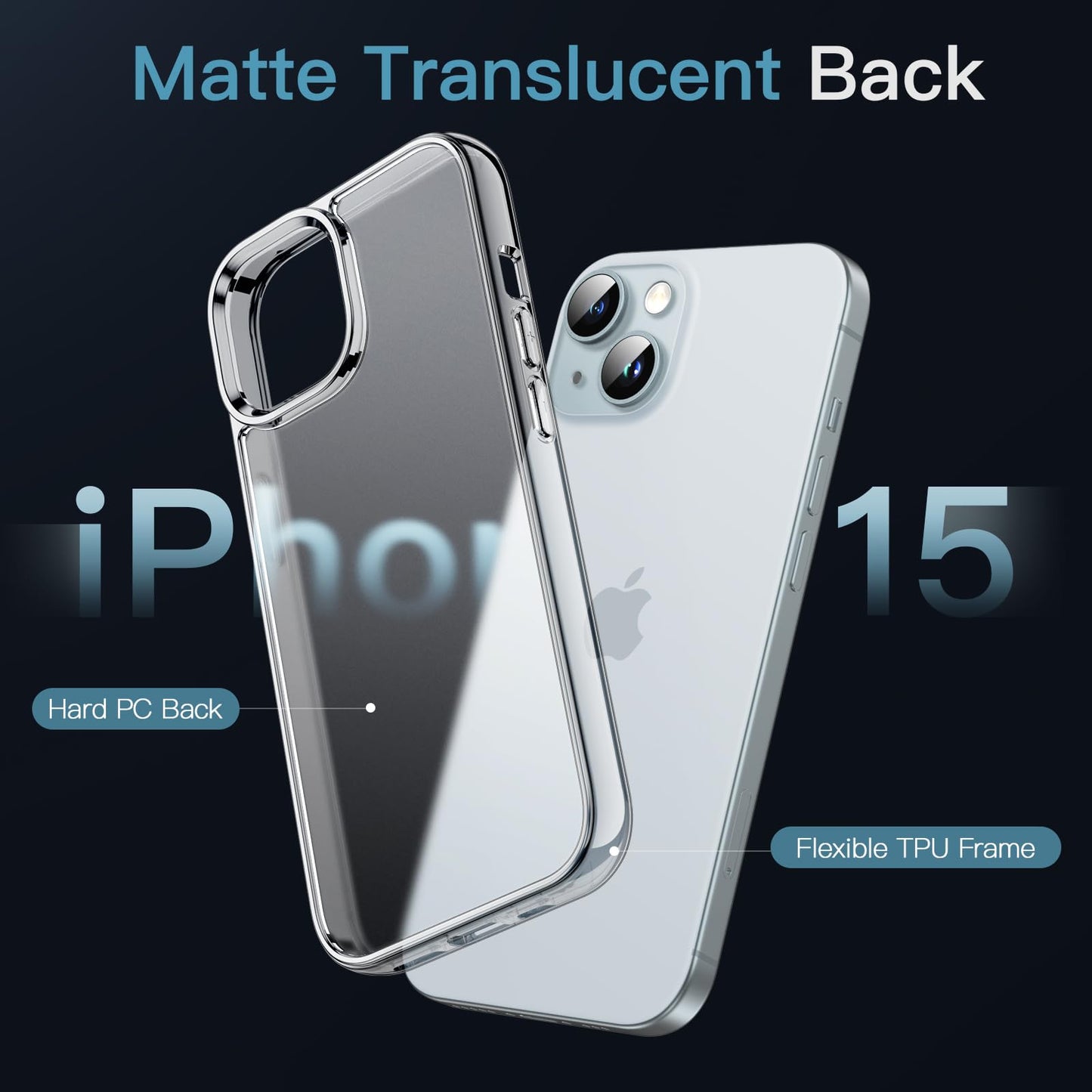 JETech Case for iPhone 15 6.1-Inch, Non-Yellowing Shockproof Phone Bumper Cover, Anti-Scratch Clear Back (Clear)
