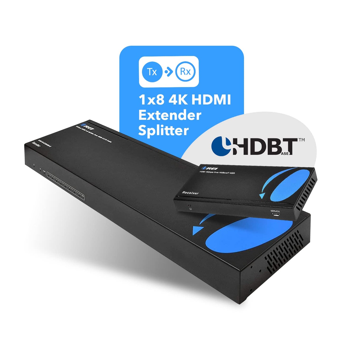 OREI 4K 4x4 HDMI Extender Matrix - UltraHD 4K @ 60Hz 4:4:4 Over Single CAT5e/6/7 Cable with HDR Switcher & IR Control, RS-232 - Up to 230 Ft - 1080P Downscale - 4 x Loop Out - 4 Receivers Included