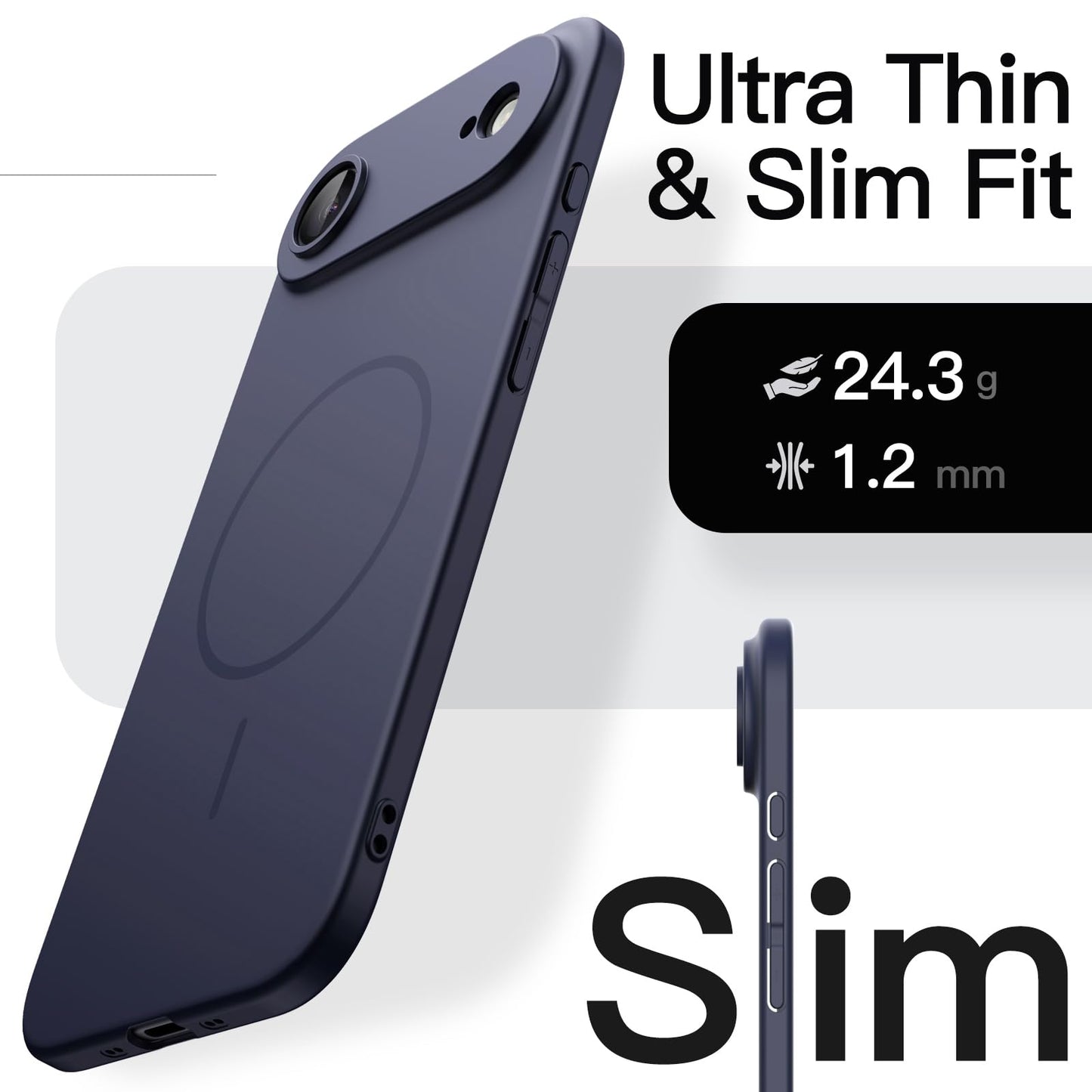 JETech Magnetic Slim Case for iPhone 17 Pro Max 6.9-Inch, Compatible with MagSafe, Ultra-Thin Lightweight Minimalist Phone Cover with Matte Finish and Full Camera Lens Protection (Black)