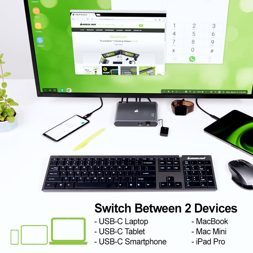 IOGEAR 2-Port USB HDMI Cabled KVM Switch - 1920 x 1200 60Hz - Hotkey or Remote Button Switch - 2.1 Stereo - USB 2.0 Mouse Port Can Be Used As USB Hub and USB Peripheral Sharing - Mac / Win - GCS62HU