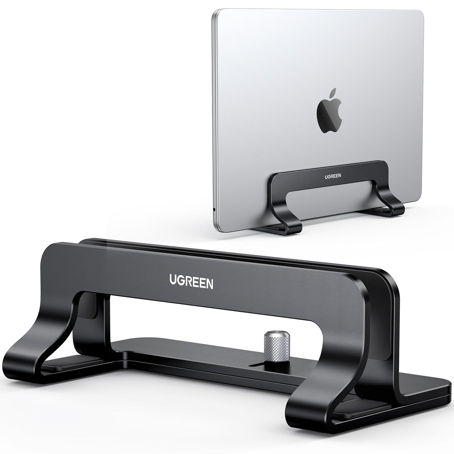 UGREEN Vertical Laptop Stand Holder for Desk Compatible with MacBook Pro, MacBook Air Stand Vertical Aluminum Adjustable for Up to 17.3 Inch Gaming Laptop, Gray
