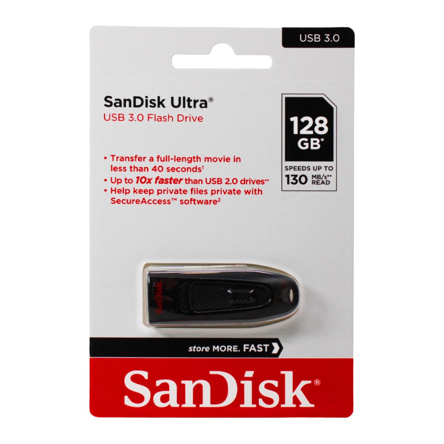 SANDISK 128GB Ultra USB 3.0 Flash Drive - SDCZ48-128G-U46, Black