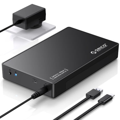 ORICO USB 3.0 External Hard Drive Enclosure for 3.5/2.5 Inch SATA Hard Drives/SSD Up to 20 TB, 3.5'' Tool-Free HDD Enclosure with 12V/2A Power Supply and UASP Acceleration (3588US3)