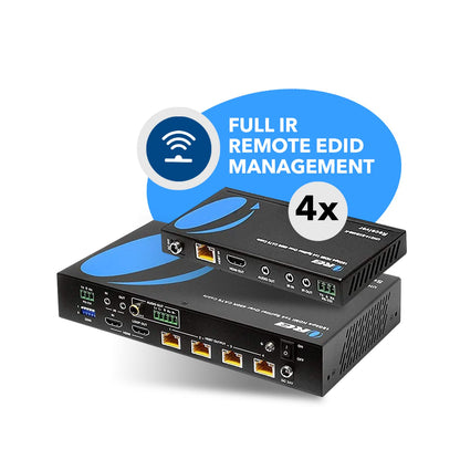 OREI 4K 4x4 HDMI Extender Matrix - UltraHD 4K @ 60Hz 4:4:4 Over Single CAT5e/6/7 Cable with HDR Switcher & IR Control, RS-232 - Up to 230 Ft - 1080P Downscale - 4 x Loop Out - 4 Receivers Included