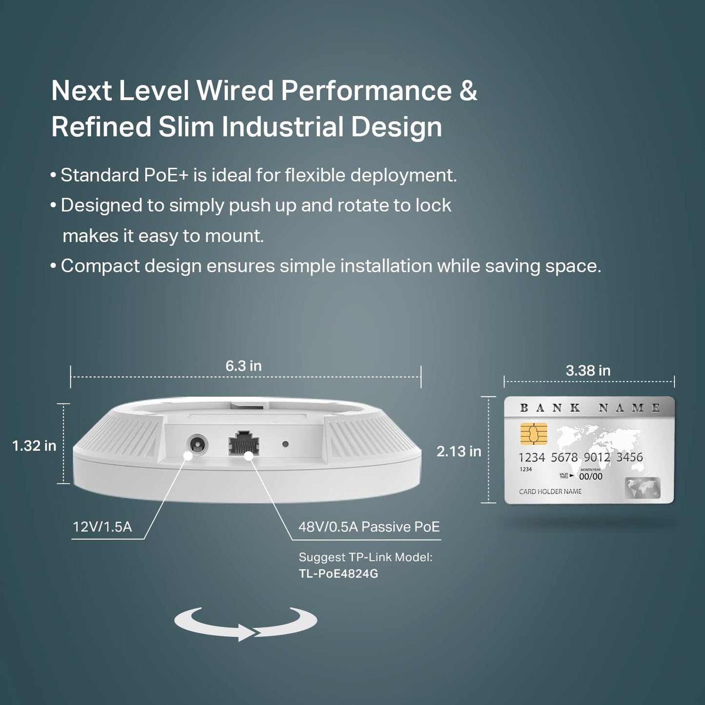 TP-Link Omada WiFi 6 Wireless Access Point - AX3000 Dual Band, 1G Port, PoE+ or DC Powered, DC Adapter Included, 5yr Warranty, Captive Portal, Mesh, WPA3, Roaming, Business WiFi Experience(EAP650)