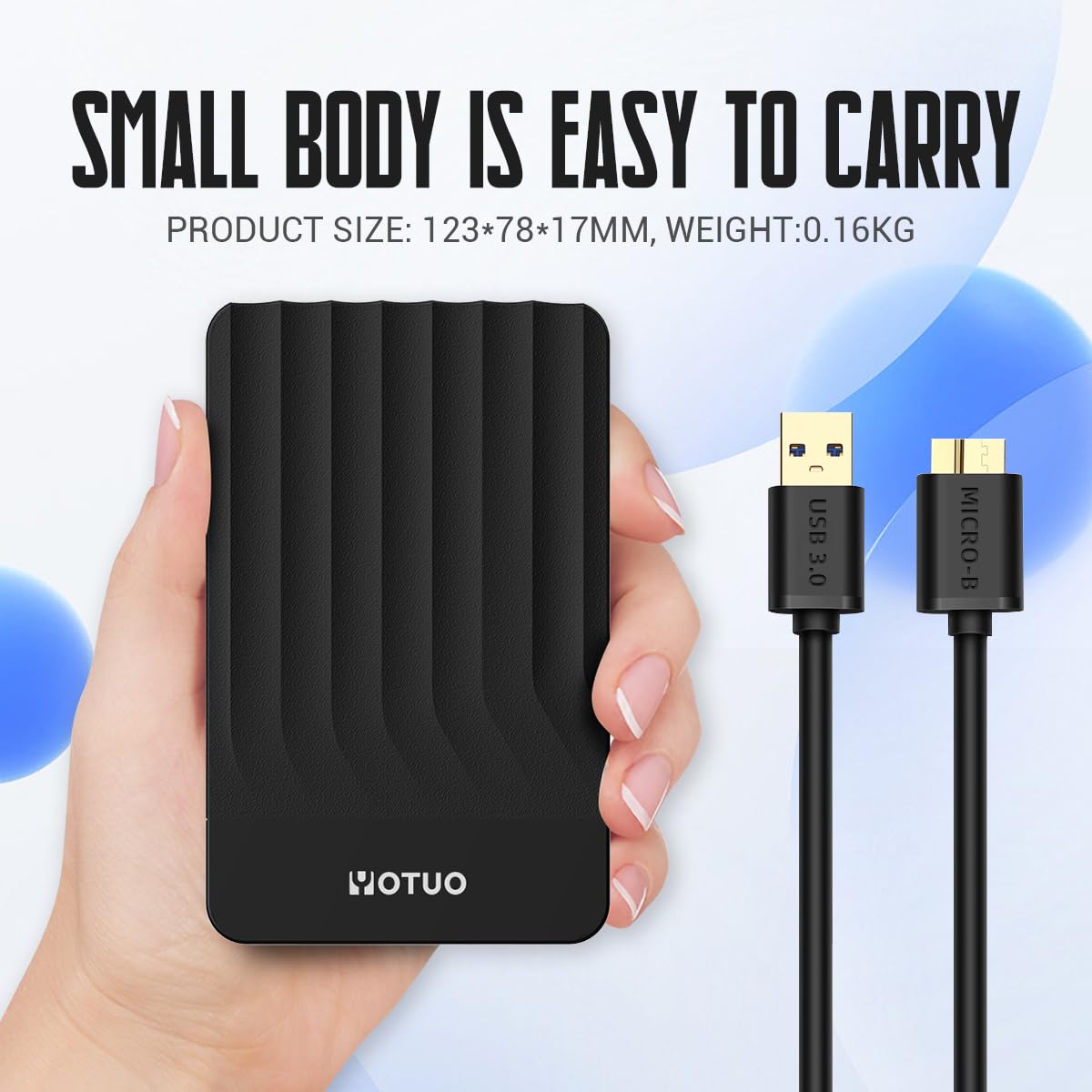 YOTUO 500GB External Hard Drive, Portable Storage Expansion HDD, USB 3.0 & USB-C for PC, Mac, Desktop, Laptop, Smartphone, PS4, Xbox One, Xbox 360, Office & Game Black