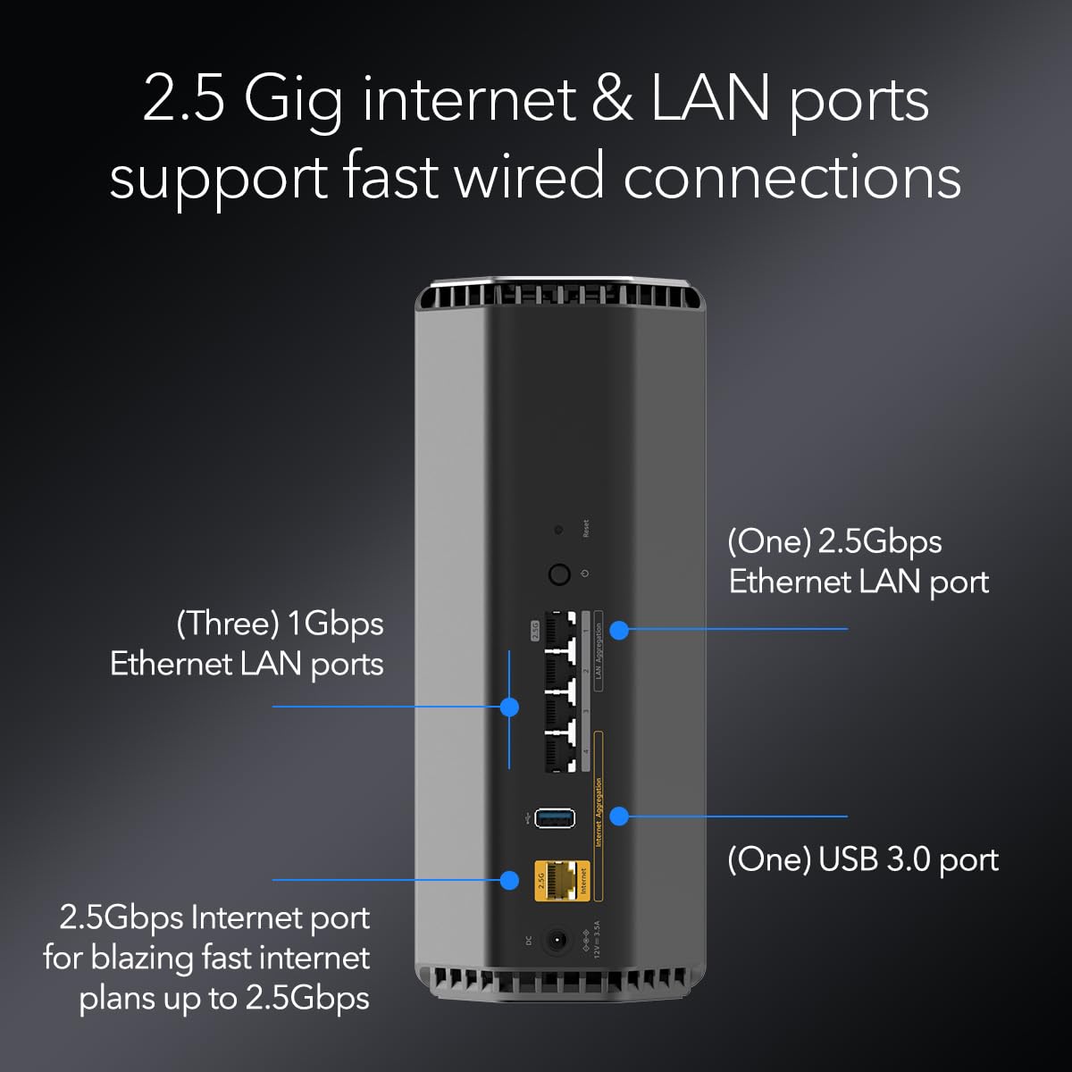 NETGEAR Nighthawk Dual-Band WiFi 7 Router (RS100) – Router Only, BE3600 Wireless Speed (up to 3.6 Gbps) - Covers up to 2,000 sq. ft., 50 Devices – 2.5 Gig Internet Port - Free Expert Help