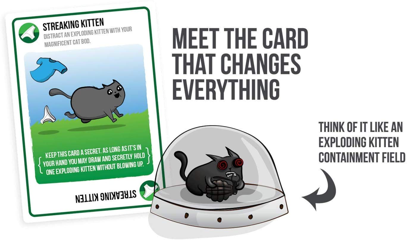 Exploding Kittens Original Edition - 2-5 Players - Ages 7+ - 15 Minutes to Play - High Stakes Card Game - Party Game, Family Game Night, Kid and Adult Card Game