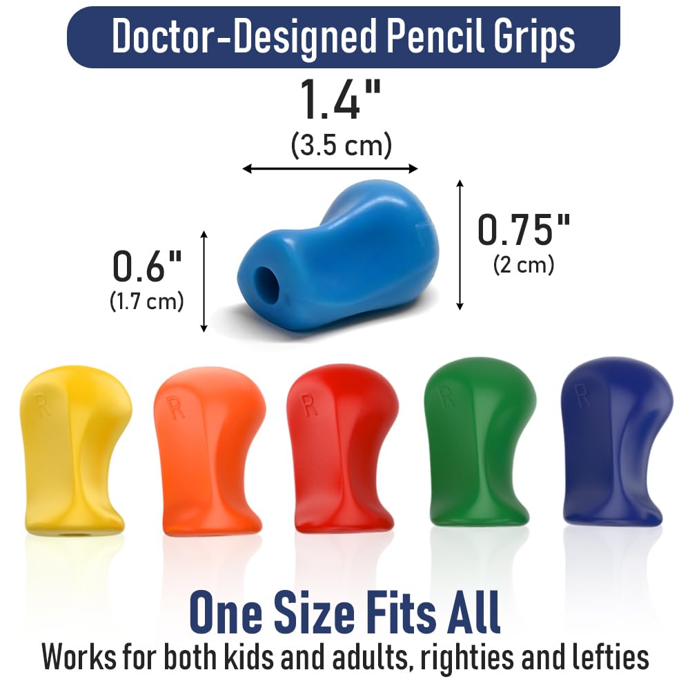 The Pencil Grip Original Pencil Grippers 6 Pcs, Improves Kids Handwriting, Ergonomic Pen Holder for Righties & Lefties, Ideal for Kids, Toddlers, Adults, Writing Tool with Finger Cushion