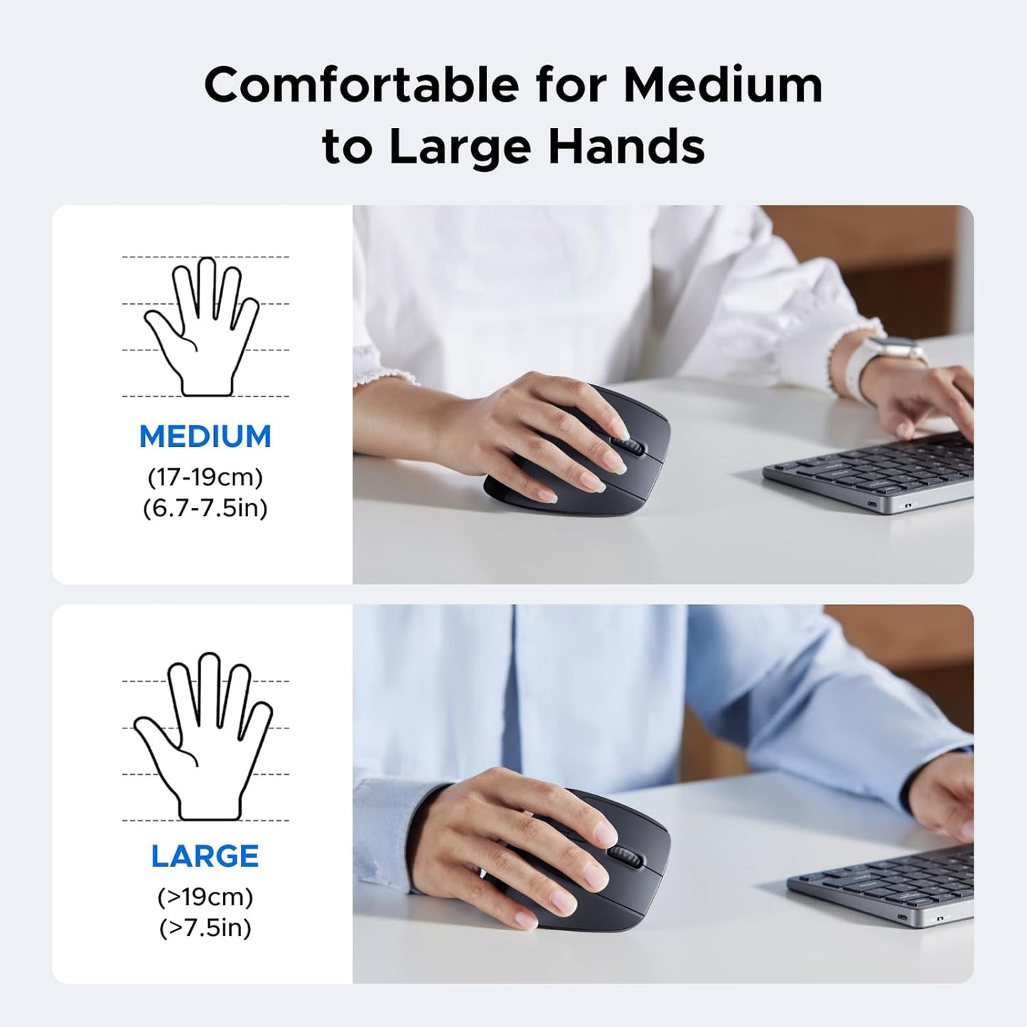 UGREEN Vertical Mouse, Wireless Bluetooth Ergonomic Mouse, Dual-Mode (BT 5.4 & USB 2.4G), Quiet Clicks, 4 Adjustable DPI (1000/1600/2000/4000), Compatible with Windows/Mac/Linux/Android/ChromeOS