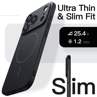 JETech Magnetic Slim Case for iPhone 17 Pro Max 6.9-Inch, Compatible with MagSafe, Ultra-Thin Lightweight Minimalist Phone Cover with Matte Finish and Full Camera Lens Protection (Black)