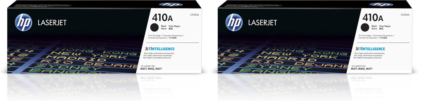 HP 410A Black Toner Cartridge | Works with Color LaserJet Pro M452 Series, MFP M377, M477 Series | CF410A,(Pack of 2)