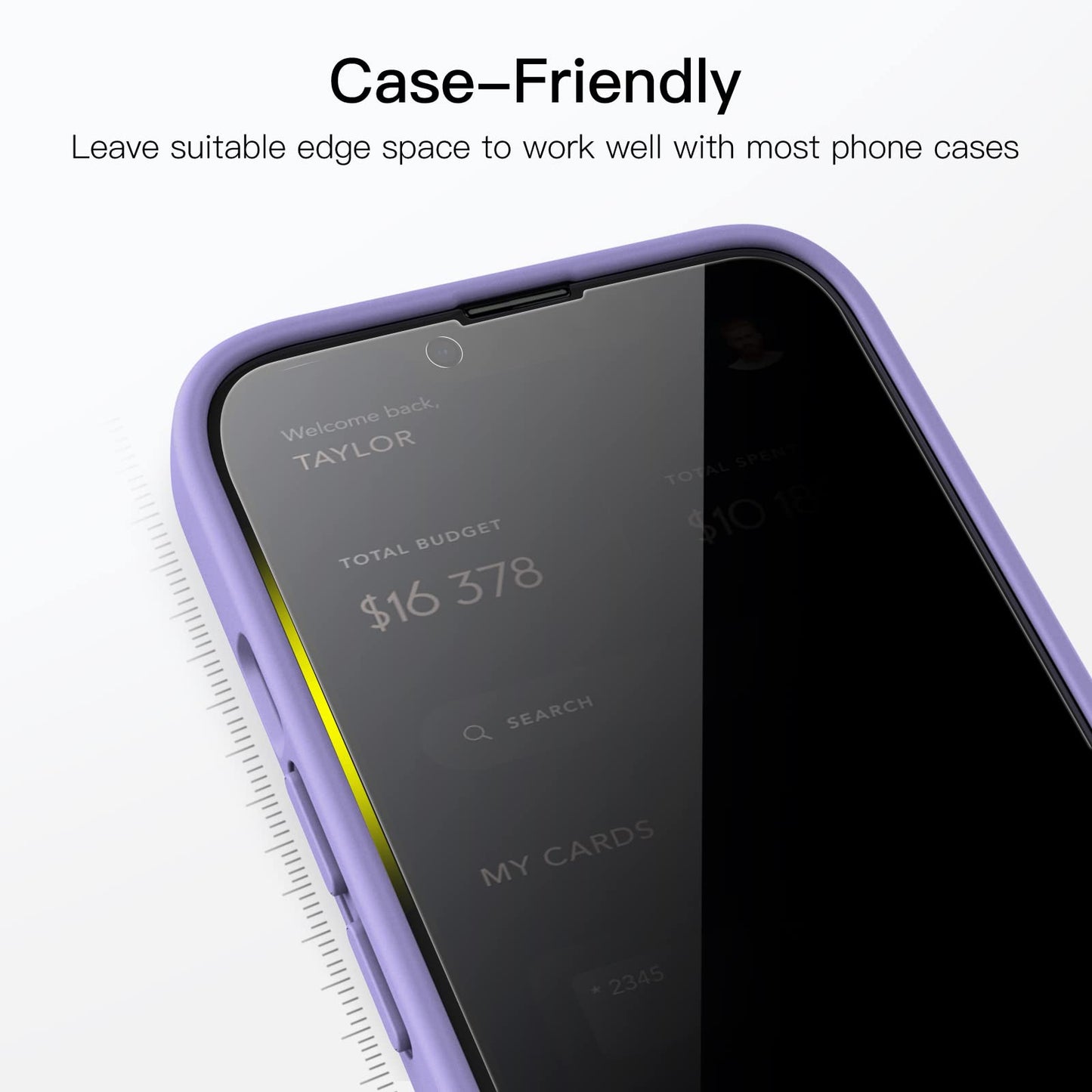 JETech Privacy Full Coverage Screen Protector for iPhone 14 Pro Max 6.7-Inch, Anti-Spy Tempered Glass Film, Edge to Edge Protection Case-Friendly, 2-Pack