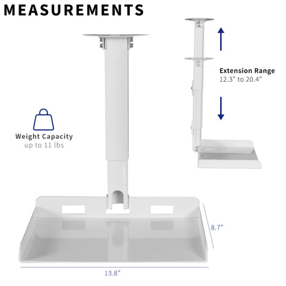 VIVO Universal Extending Ceiling Projector Mount, Height Adjustable Projection, White, MOUNT-VP02W