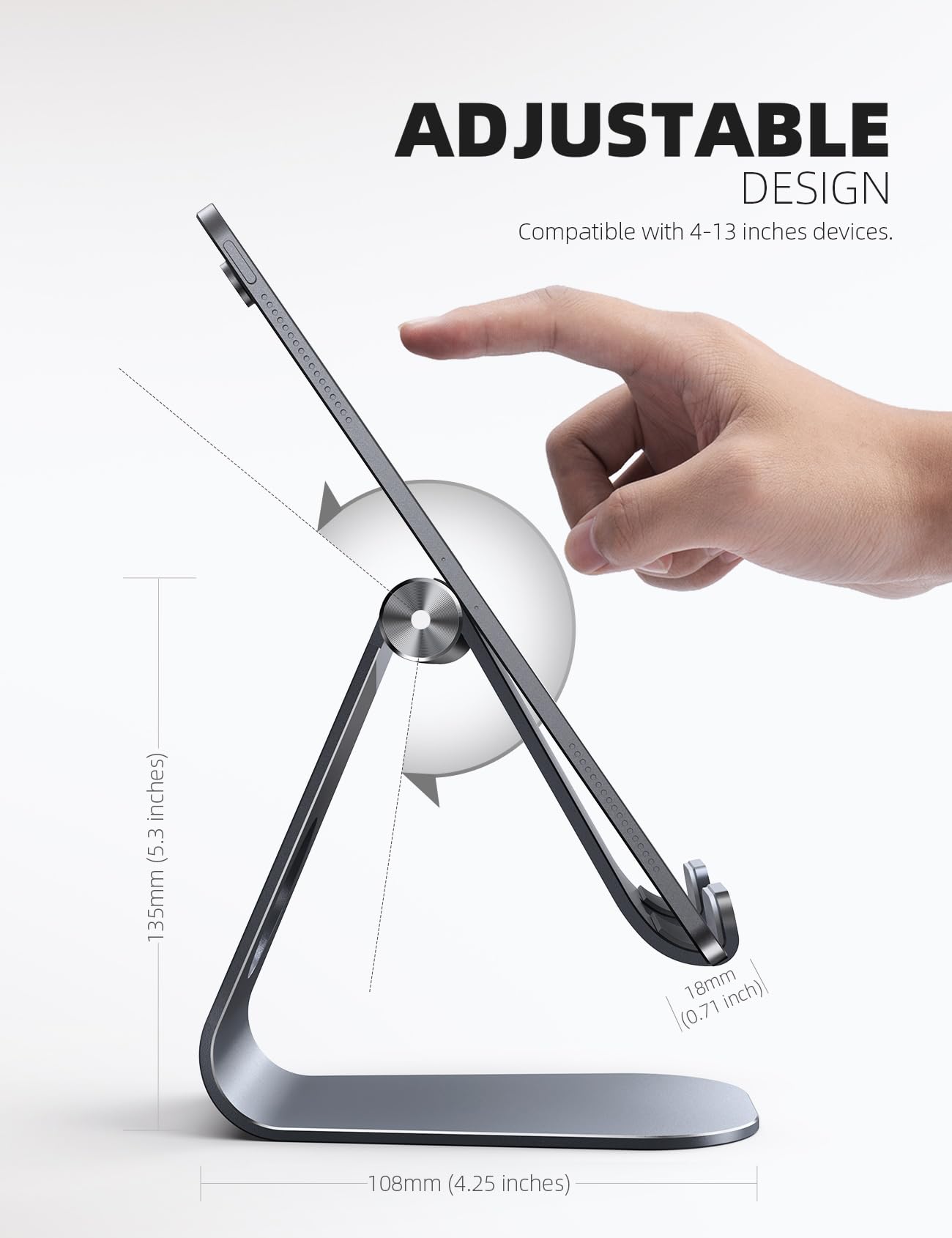 Lamicall S1 Tablet Stand, Adjustable Tablet Holder - Desktop Stand Dock Holder for 4-13" Tablet, iPad Pro 11, 9.7, 10.5, 12.9 Air Mini, Kindle, Tab, Switch, Viral Podcast Video Office Desk Accessories