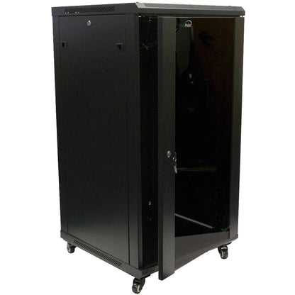 NavePoint 15U Server Cabinet Wall Mount Rack Enclosure with Caster Wheels, Includes 2 Fans, Locking Glass Door, Removable Side Panels – 15U Network Cabinet 17.7” Deep, 19”Server Rack for IT Equipment