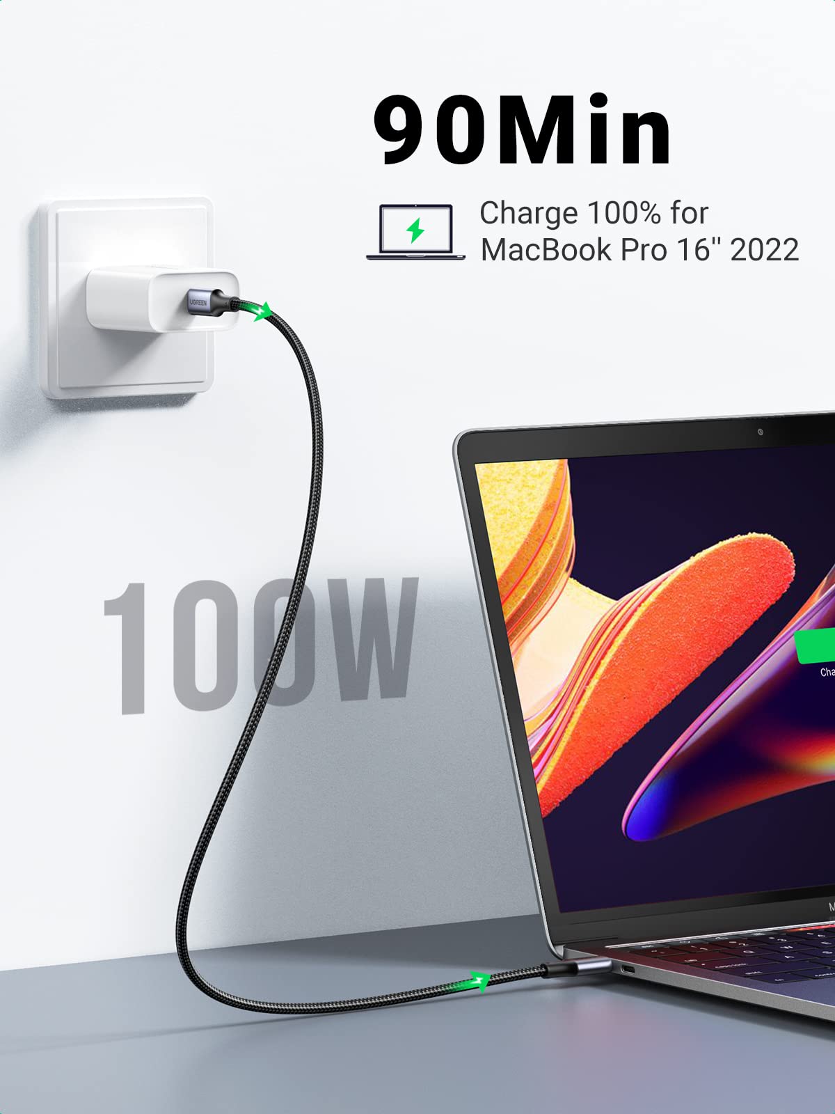 UGREEN USB C to USB C Cable, 100W 2-Pack USB C Charger Cable for iPhone 17/17 Air/17 Pro/17 Pro Max/16, MacBook Pro, iPad Pro, Dell XPS, Samsung Galaxy S25/S24/S23 Ultra, Switch, Pixel, 3.3FT Black