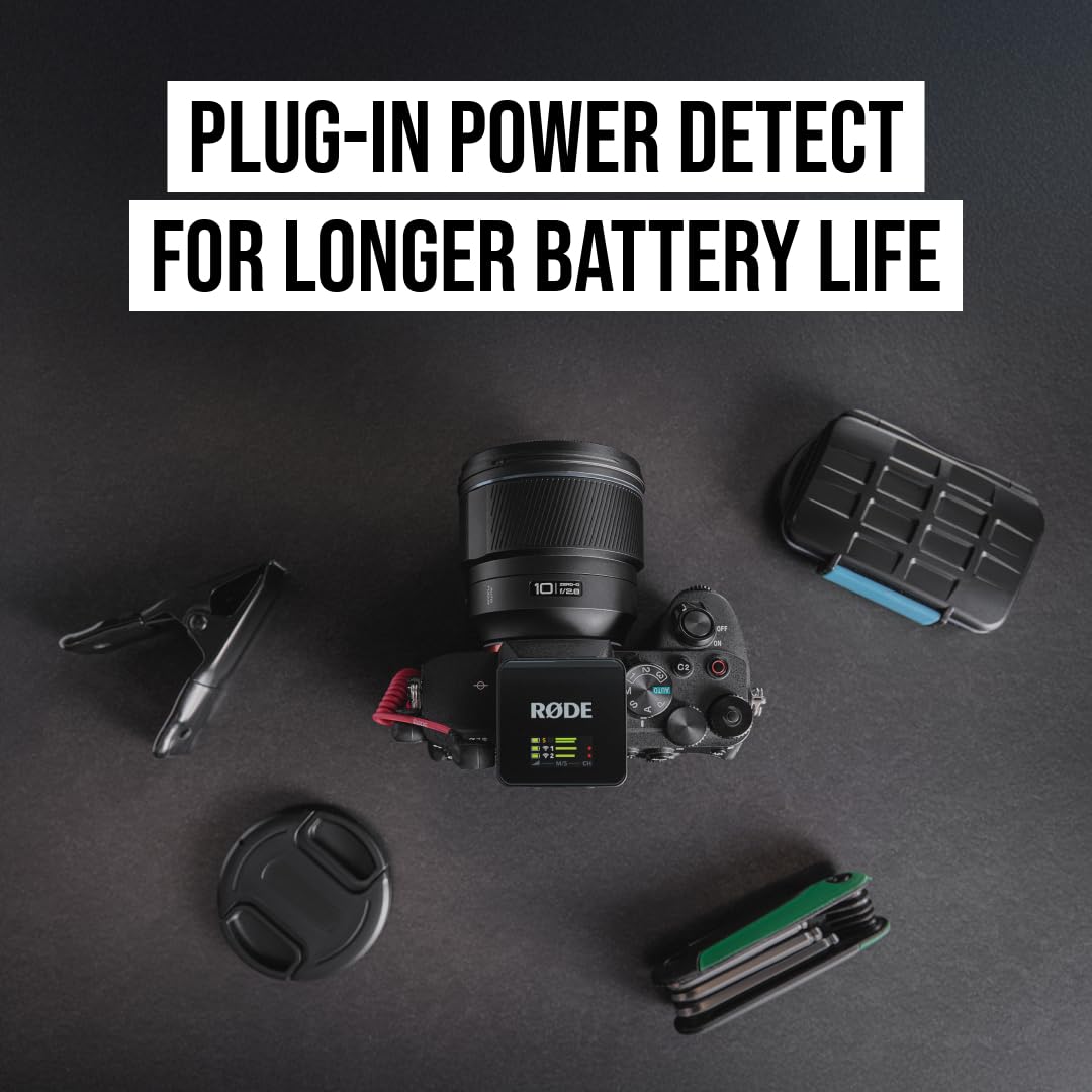 RØDE Wireless GO II Ultra-compact Dual-channel Wireless Microphone System with Built-in Microphones, On-board Recording and 200m Range for Filmmaking, Interviews and Content Creation