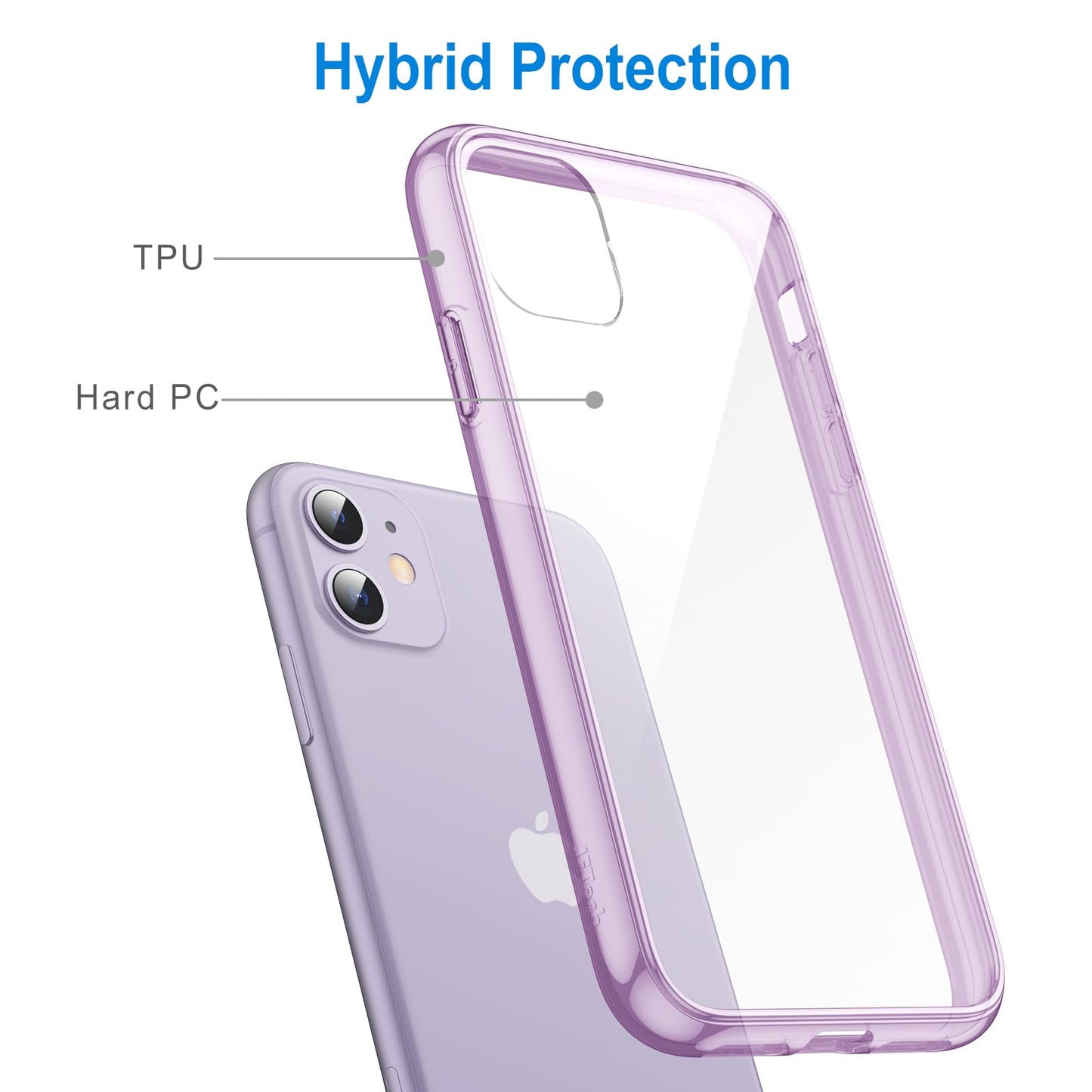 JETech Case for iPhone 11 6.1-Inch, Non-Yellowing Shockproof Phone Bumper Cover, Anti-Scratch Clear Back (Clear)
