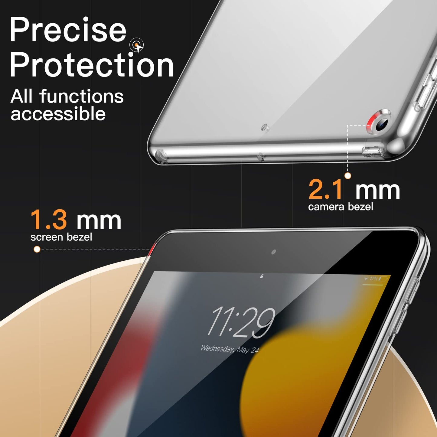 JETech Case for iPad Pro 11-Inch 2022/2021/2020 Model (4th/3rd/2nd Generation), Soft TPU Transparent Slim Shockproof Tablet Cover, Support Pencil 2nd Charging (Clear)