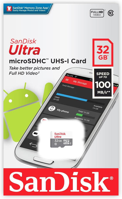 SanDisk Ultra 32GB UHS-I/Class 10 Micro SDHC Memory Card With Adapter - SDSDQUAN-032G-G4A