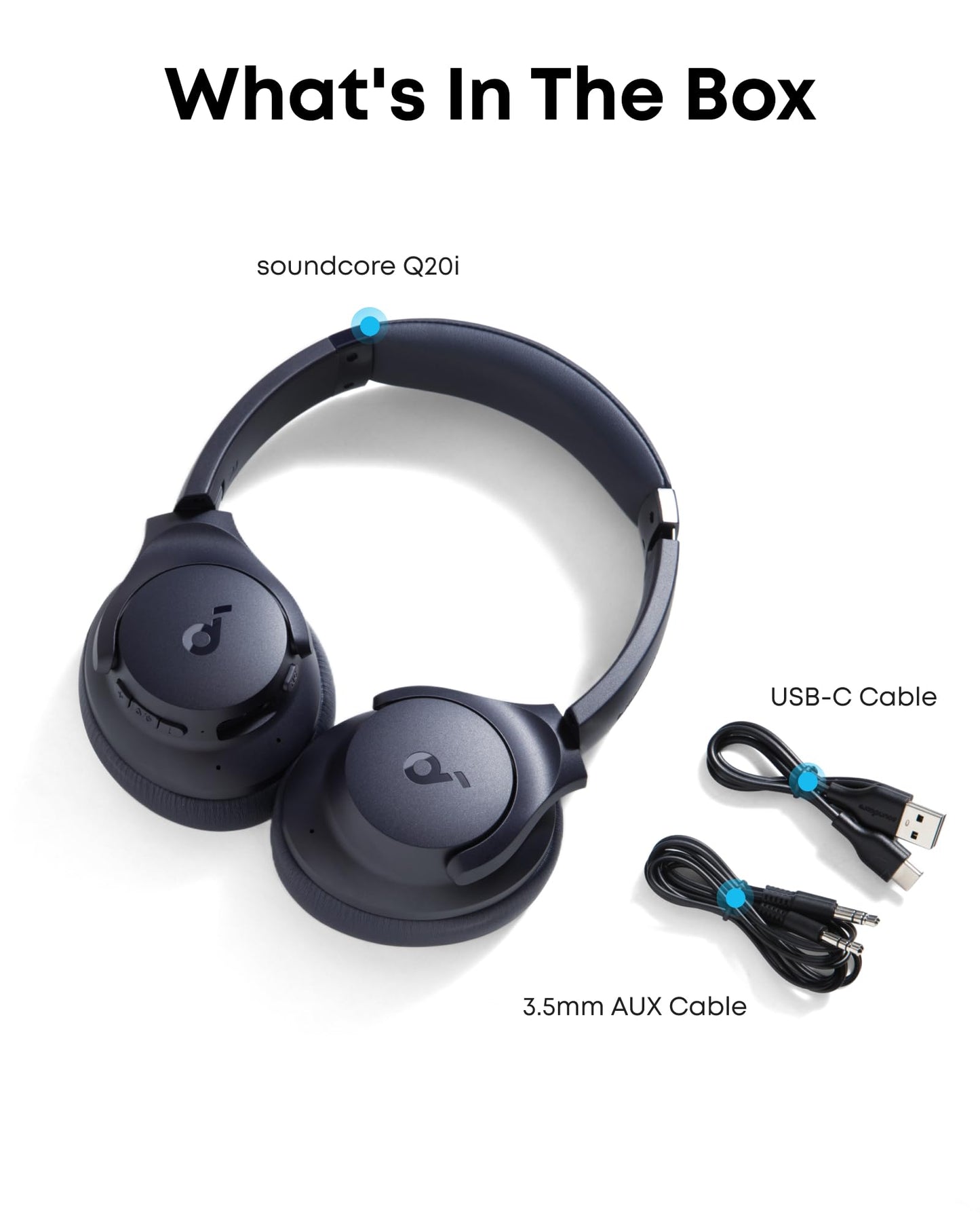 Soundcore by Anker Q20i Hybrid Active Noise Cancelling Headphones, Wireless Over-Ear Bluetooth, 40H Long ANC Playtime, Hi-Res Audio, Big Bass, Customize via an App, Transparency Mode (Black)