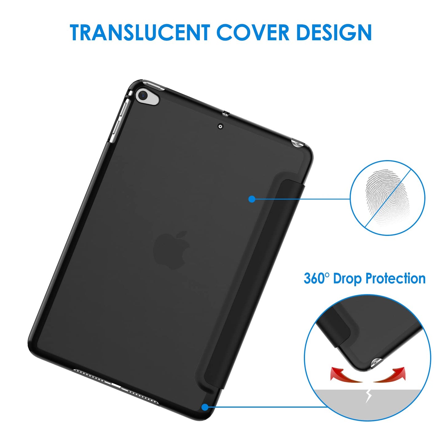 JETech Case for iPad mini 5 (2019 Model 5th Generation), Smart Cover with Auto Sleep/Wake (Black)