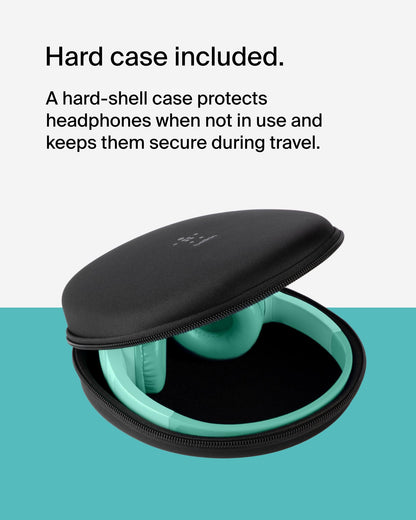Belkin SoundForm Mini - Wireless Bluetooth Kids Headphones, 30H Battery, 85dB Safe Volume Limit, Built-in Microphone - Toddler On-Ear Earphones for iPhone, iPad - Ideal for School - Blue w/Case