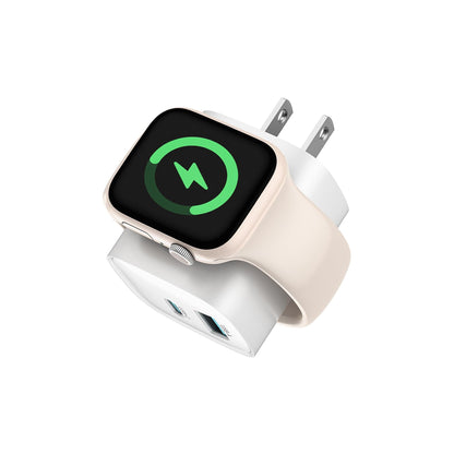 Charging Blocks for Apple Watch, 3-in-1 PD 20W USB C Charger Block with Built-in Wireless Smart Watch Charging, Dual Ports Wall Charger Compatible with iPhone,AirPods,iWatch
