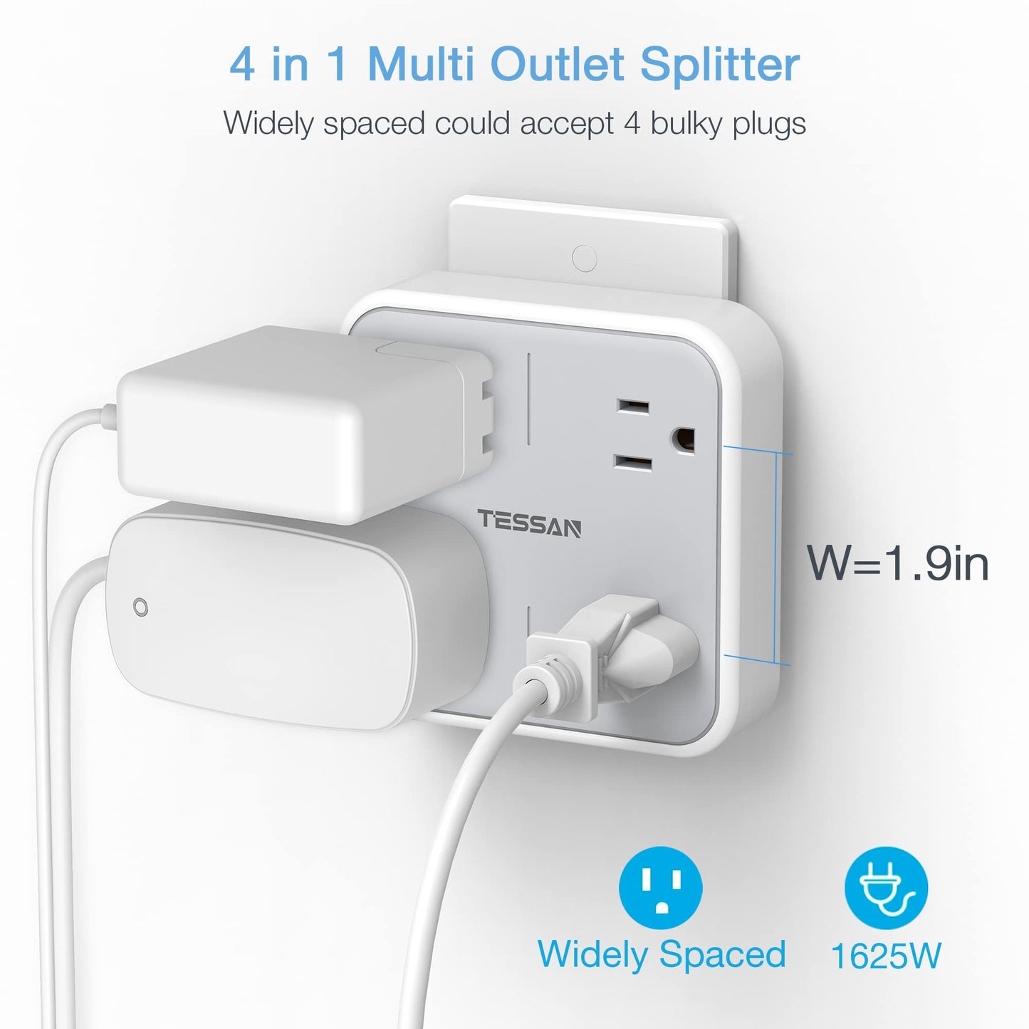 TESSAN Multi Plug Outlet Extender, Surge Protector Splitter with 3 USB (1 USB C Port) Wall Charger, Multiple Expander for Travel, Home, College Dorm Room