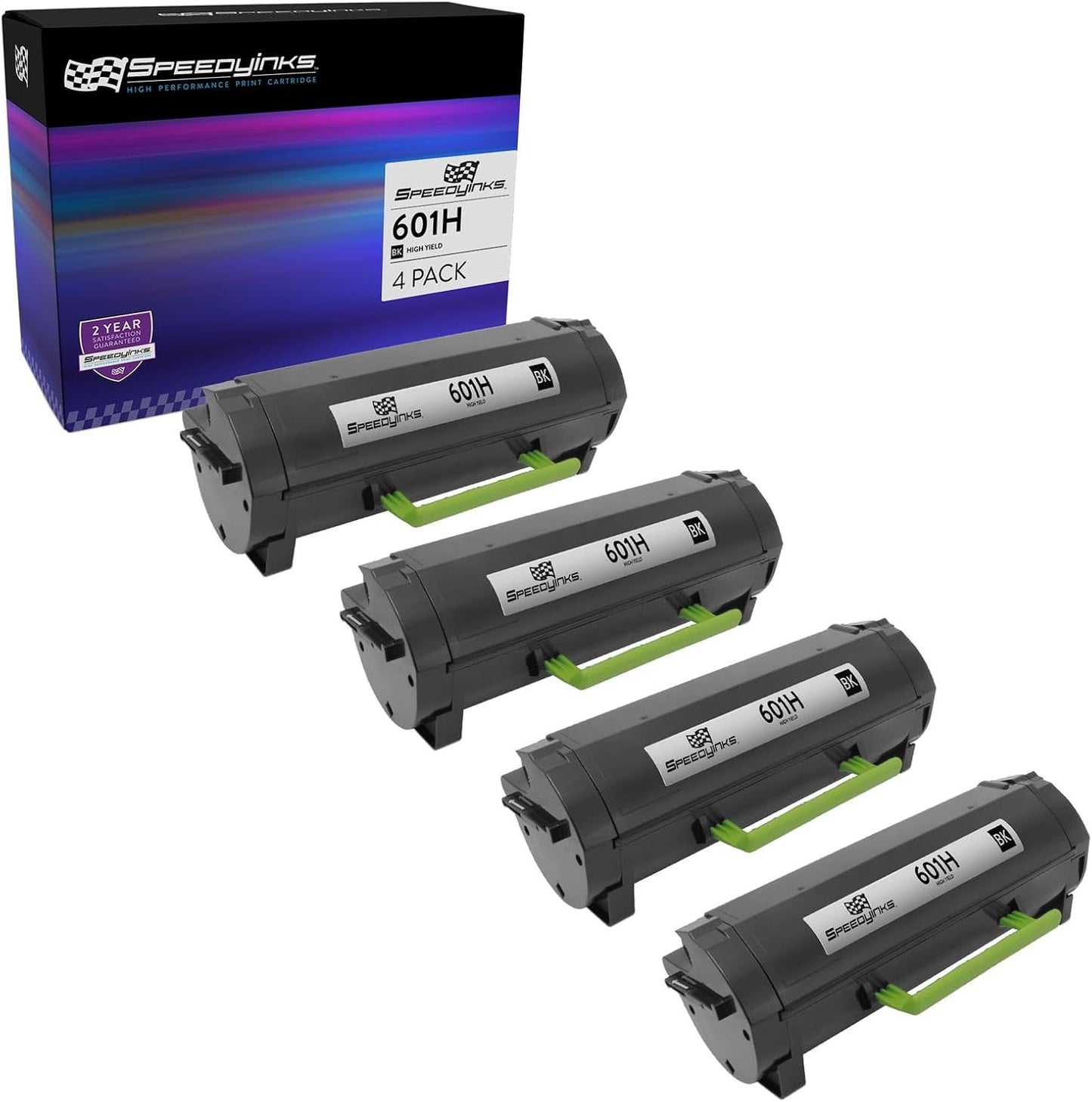 SPEEDYINKS Compatible Toner Cartridge Replacement for Lexmark 601H 60F1H00 High Yield (Black, 4-Multipack) Compatible with the Following Lexmark Printer Model MX610de