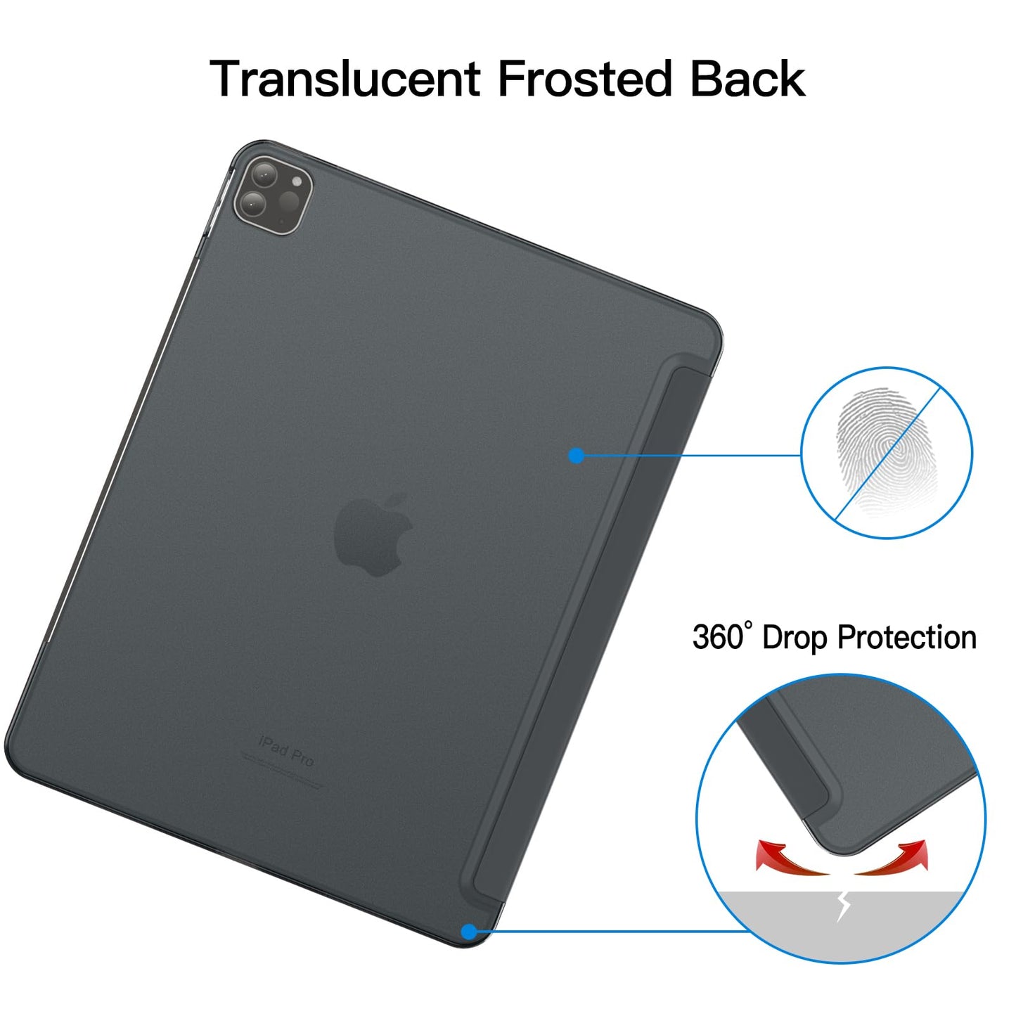 JETech Case for iPad Pro 12.9-Inch (2020/2018 Model, 4th/3rd Generation), Compatible with Pencil, Cover Auto Wake/Sleep (Black)