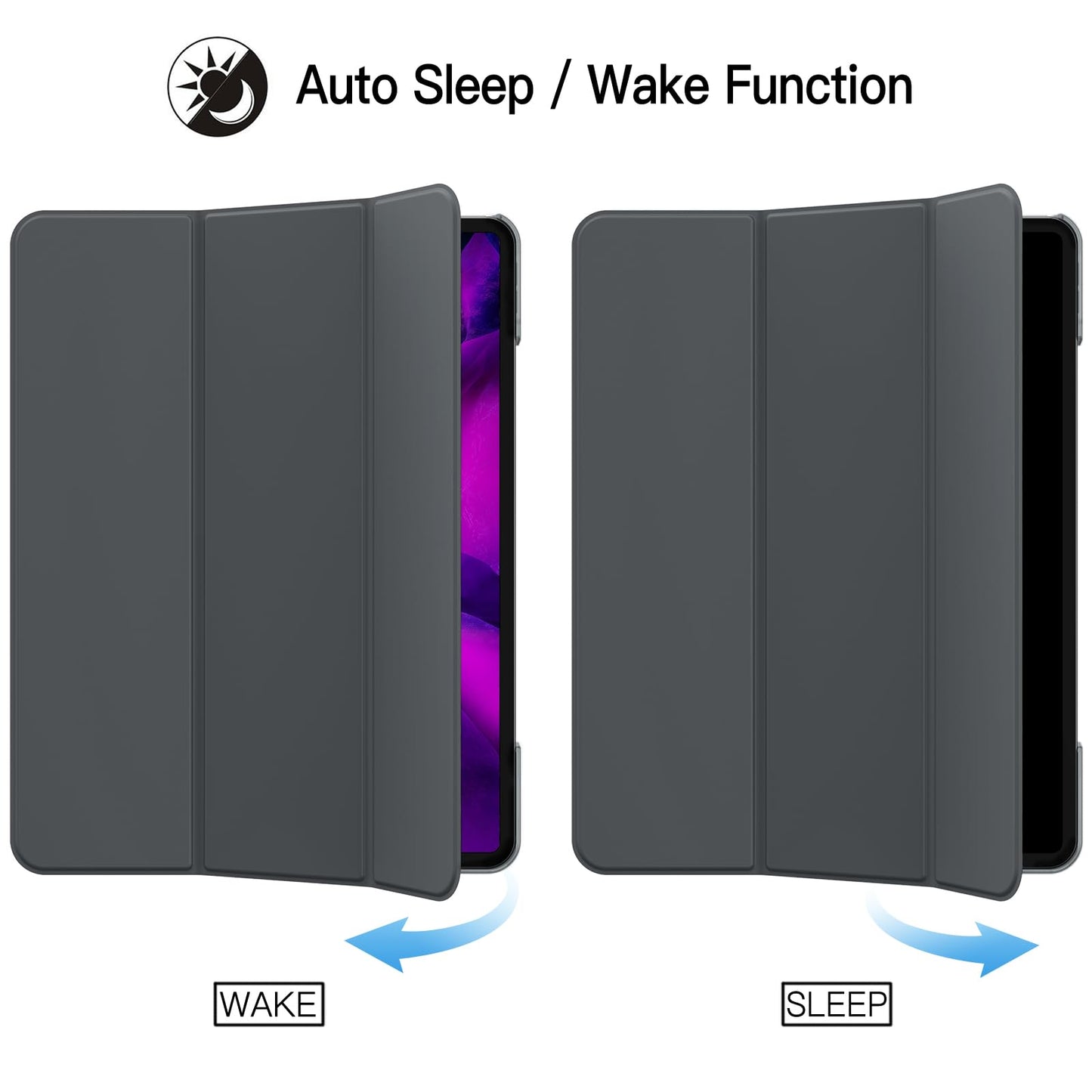 JETech Case for iPad Pro 12.9-Inch (2020/2018 Model, 4th/3rd Generation), Compatible with Pencil, Cover Auto Wake/Sleep (Black)