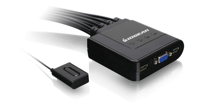 IOGEAR 2-Port USB HDMI Cabled KVM Switch - 1920 x 1200 60Hz - Hotkey or Remote Button Switch - 2.1 Stereo - USB 2.0 Mouse Port Can Be Used As USB Hub and USB Peripheral Sharing - Mac / Win - GCS62HU