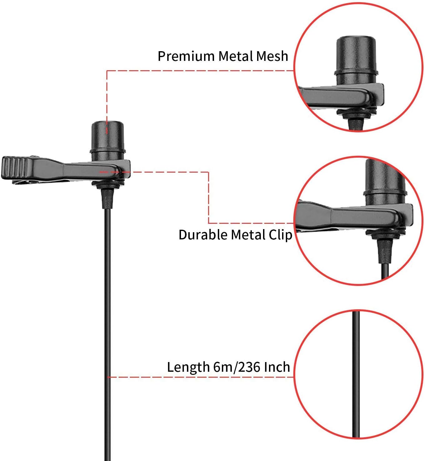 BOYA BY-M1 Pro Lapel Microphone, Clip-on Lavalier Mic for iPhone Adroid Smartphones, DSLR Camera Camcorders, Audio Recorders, PC Laptop Recording