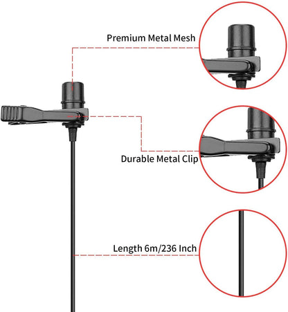 BOYA BY-M1 Pro Lapel Microphone, Clip-on Lavalier Mic for iPhone Adroid Smartphones, DSLR Camera Camcorders, Audio Recorders, PC Laptop Recording