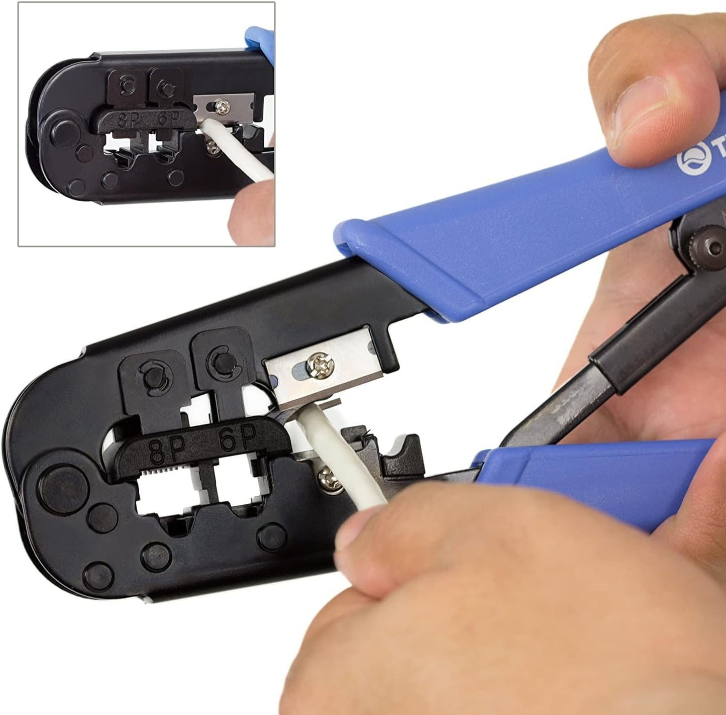 TRENDnet Crimping Tool, TC-CT68, Crimp, Cut, & Strip Cable for 8 and 6 Position Modular Plugs, Built-In Cutter and Stripper, NDAA + TAA Compliant, 8P-RJ-45, 6P-RJ-12, RJ-11, Steel Construction, Black