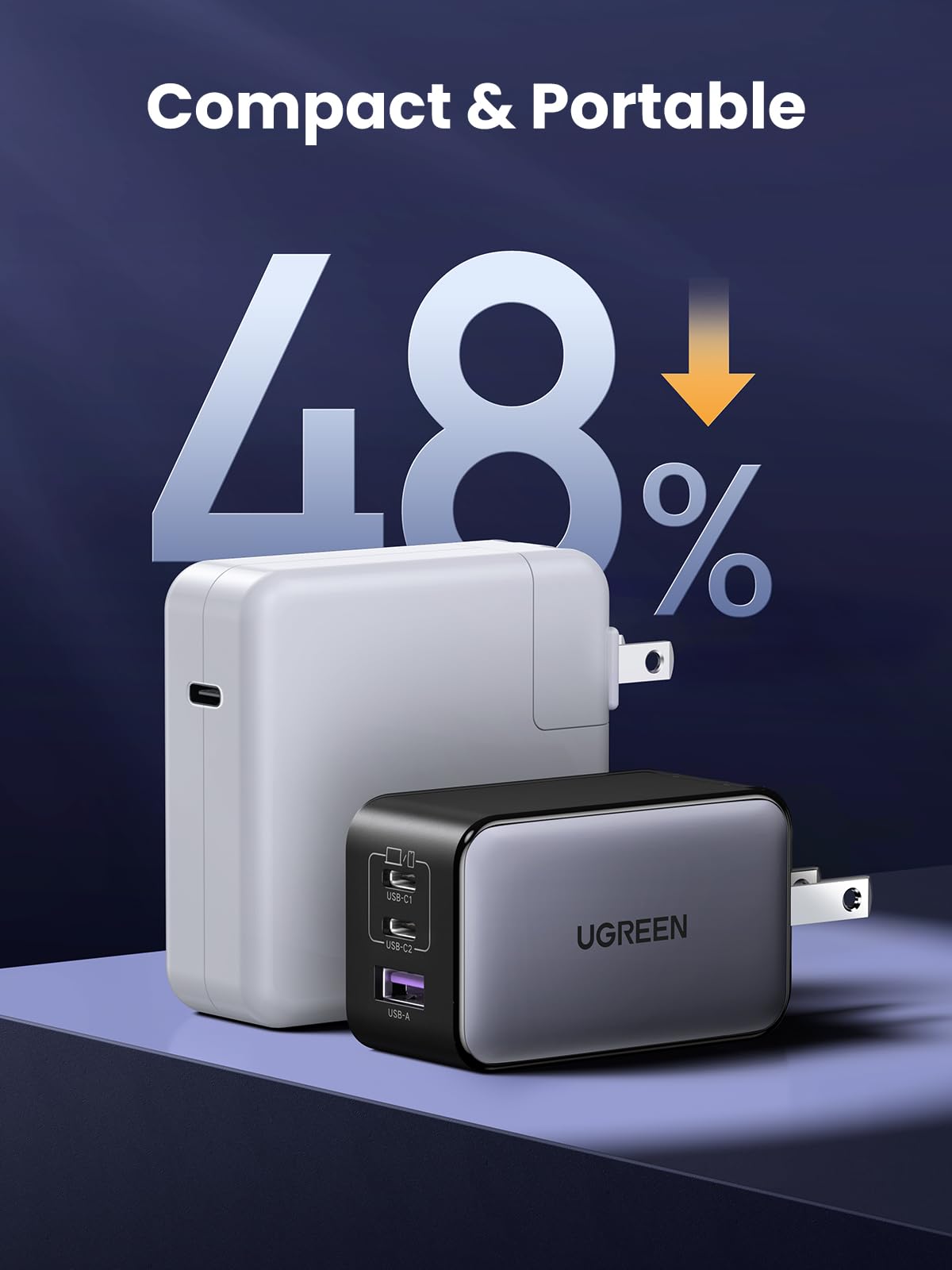 UGREEN Nexode 65W GaN USB C Wall Charger, 3-Port Compact Foldable Fast Charger Power Adapter for iPhone 17/16/15 Series, Galaxy S25/S24, Pixel 10/9, MacBook Pro/Air, Dell XPS, iPad Pro (Black)