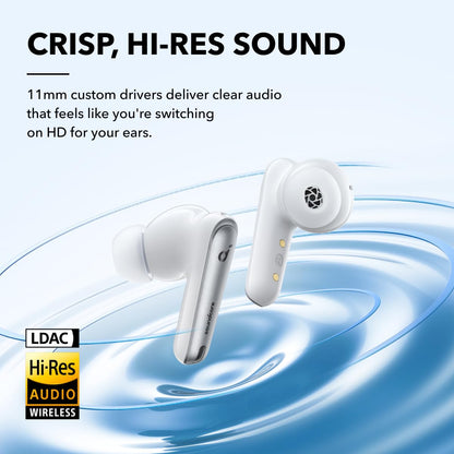 Soundcore by Anker Liberty 4 NC Wireless Noise Cancelling Earbuds, 98.5% Noise Reduction, Adaptive Noise Cancelling to Ears and Environment, Hi-Res Sound, 50H Battery, Wireless Charging (Renewed)