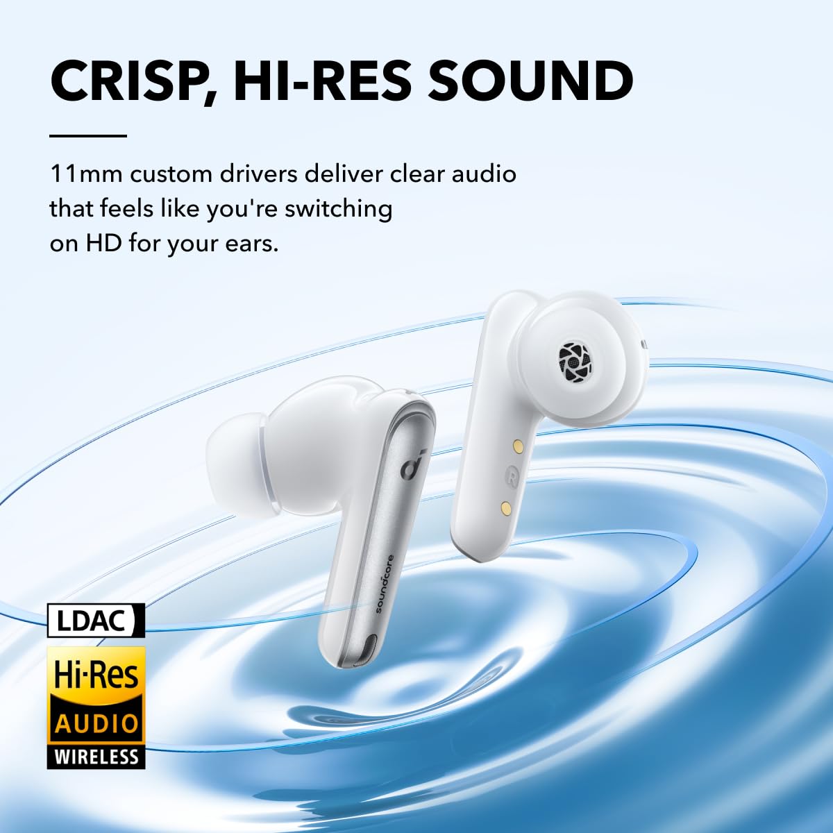 Soundcore by Anker Liberty 4 NC Wireless Earbuds, 98.5% Noise Reduction, Adaptive Noise Cancelling to Ears and Environment, Hi-Res Sound, 50H Battery, Wireless Charging, Bluetooth 5.3