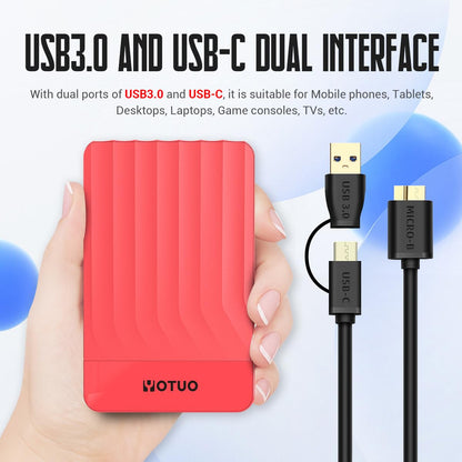 YOTUO 500GB External Hard Drive, Portable Storage Expansion HDD, USB 3.0 & USB-C for PC, Mac, Desktop, Laptop, Smartphone, PS4, Xbox One, Xbox 360, Office & Game Black