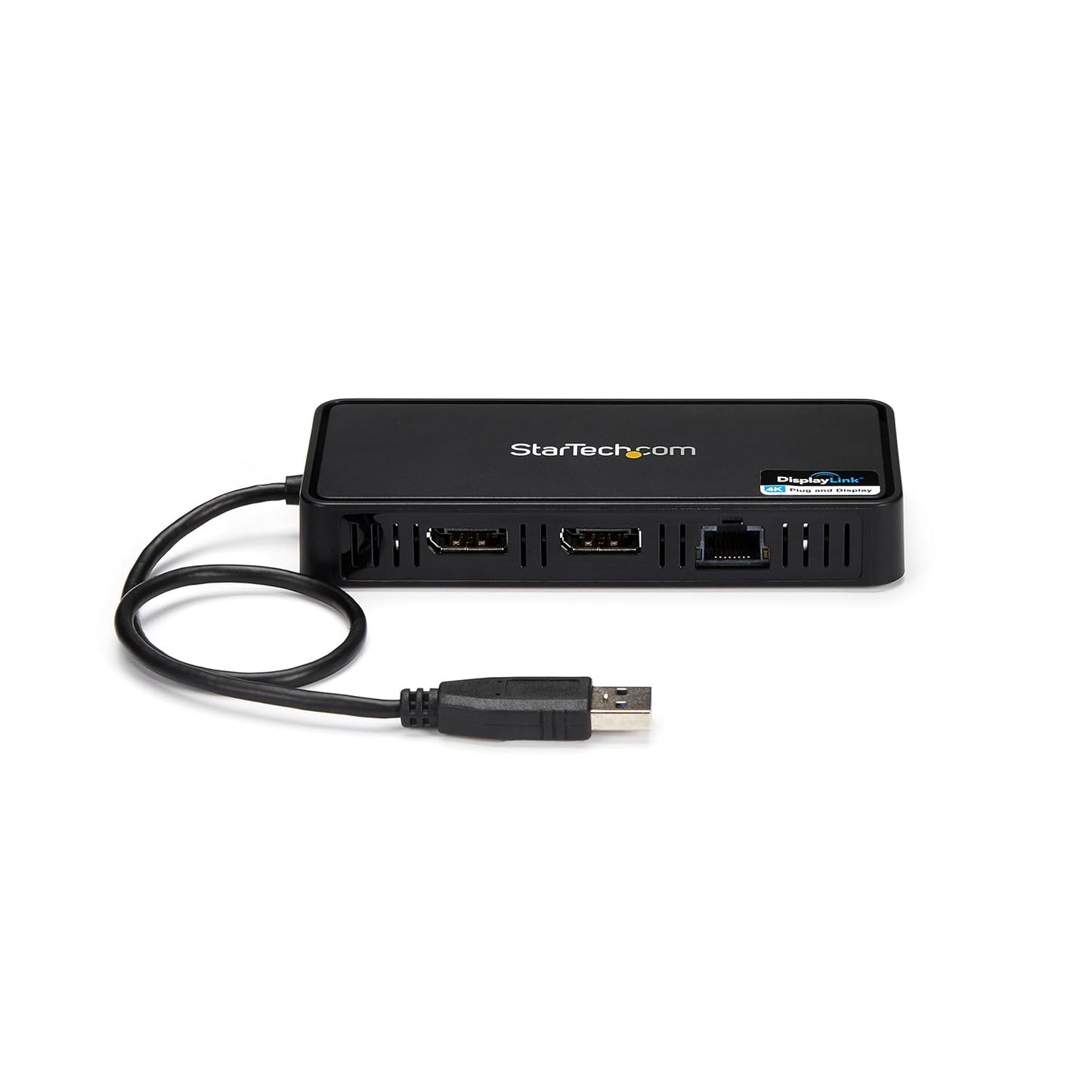 StarTech USB 3.0 Mini Dock, Dual DisplayPort 4K 60Hz Monitor Docking Station with Gigabit Ethernet Port, Portable DisplayLink USB-A Laptop Adapter, 1ft (30cm) cable - TAA