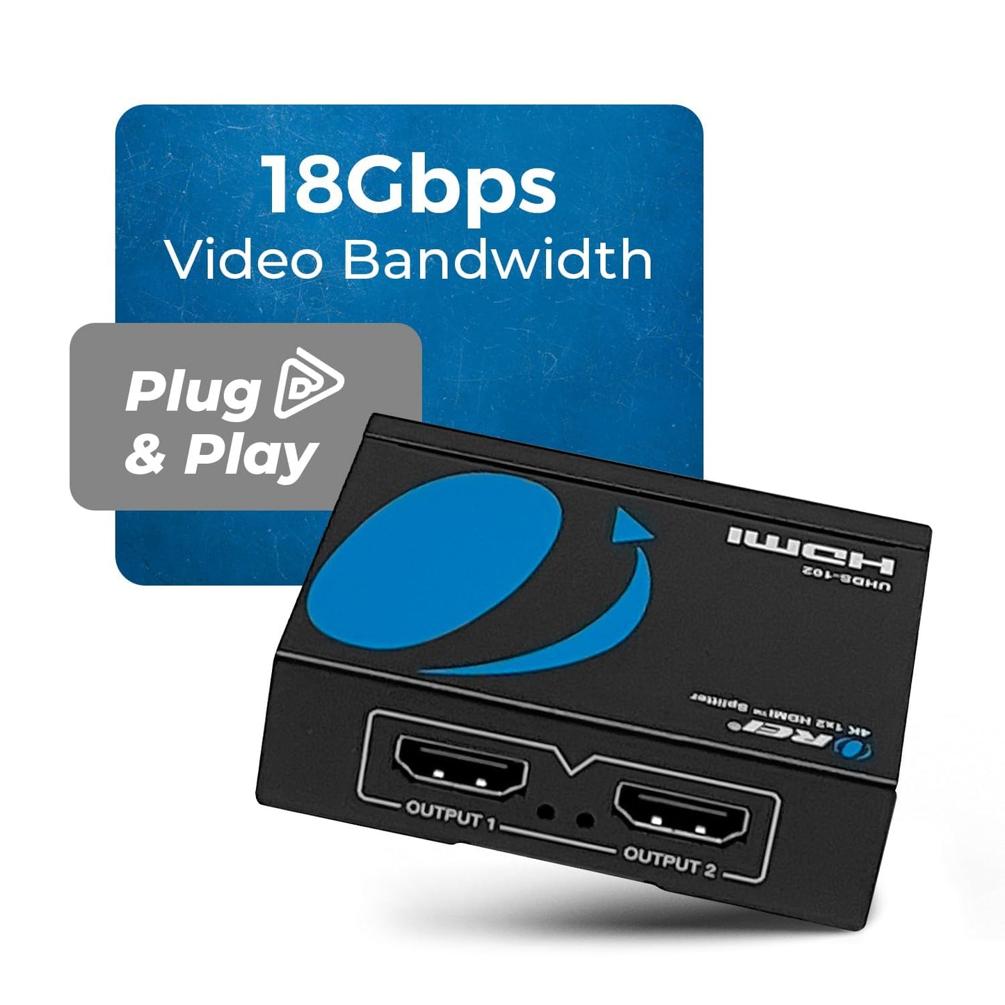 OREI UltraHD 4K @ 60 Hz 1 x 2 HDMI Splitter 1 in 2 Out (2 Port) 4:4:4 8-bit - Does Not Bypass HDCP, 18 Gbps, 4K HDMI Splitter