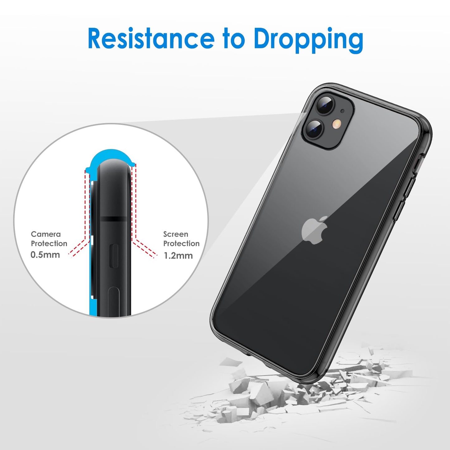 JETech Case for iPhone 11 6.1-Inch, Non-Yellowing Shockproof Phone Bumper Cover, Anti-Scratch Clear Back (Clear)