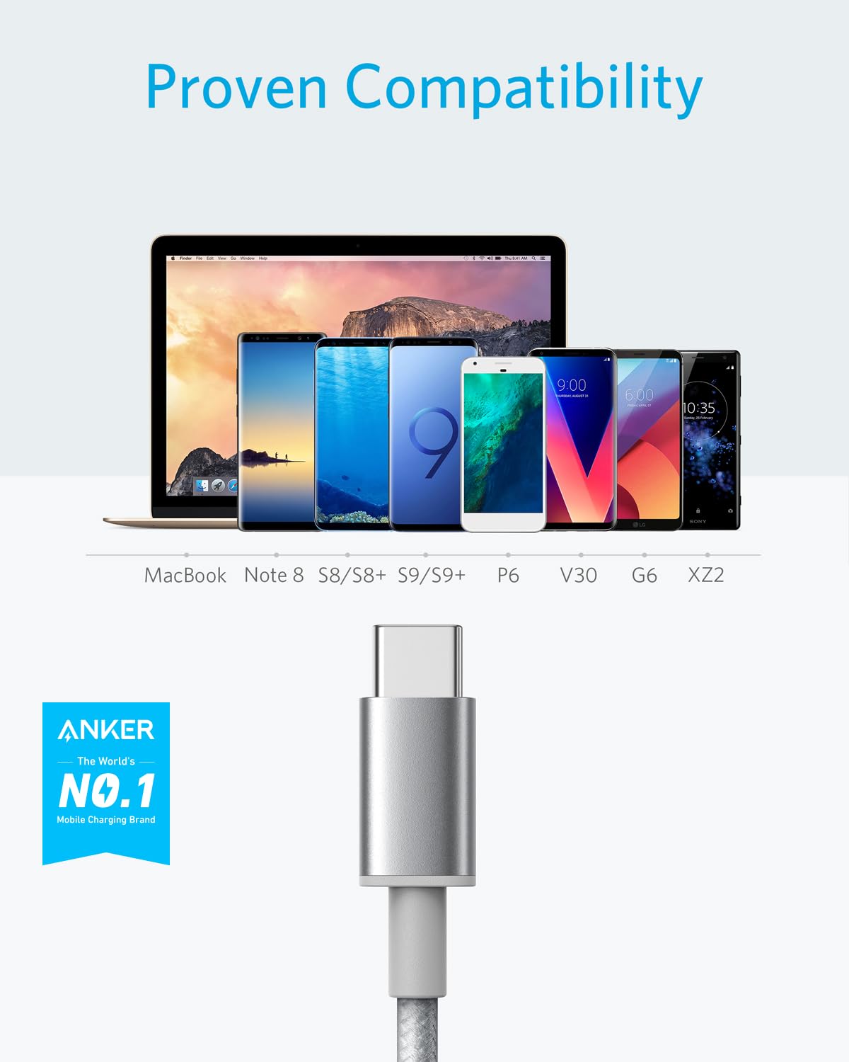 Anker Cable [2 Pack 3ft], USB A to USB C Cable for iPhone 17 Series,Samsung Galaxy S10 S10+, LG V30, Beats Fit Pro and More (Black).