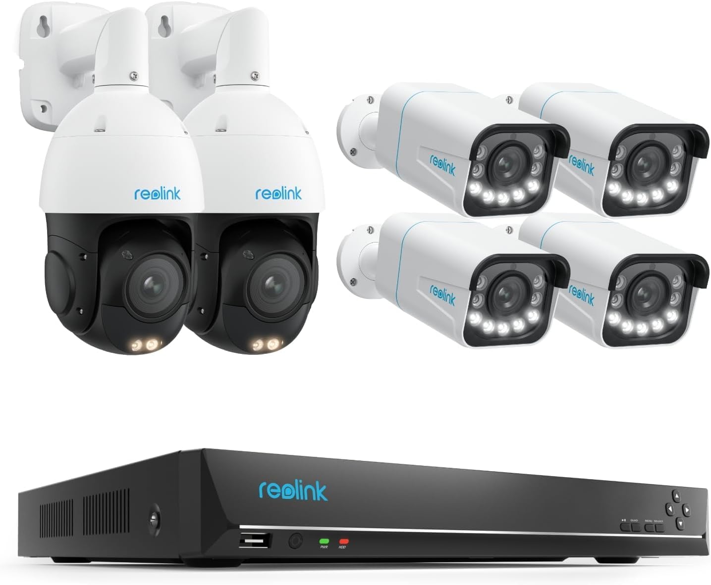 REOLINK 4K UHD PoE PTZ Camera for Outdoor Security RLC-823S1, RLC-811A PoE IP Security Camera 4K RLC-811A, 2X RLC-823S1 Bundle with 4X RLC-811A and RLN16-410(4TB)