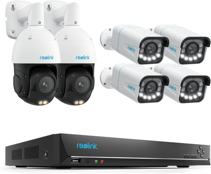 REOLINK 4K UHD PoE PTZ Camera for Outdoor Security RLC-823S1, RLC-811A PoE IP Security Camera 4K RLC-811A, 2X RLC-823S1 Bundle with 4X RLC-811A and RLN16-410(4TB)