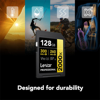 Lexar 256GB 2000x SD Memory Card, 300MB/s Read, 8K, V90, U3, UHS-II